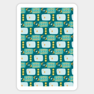 Atomic Age MCM Pattern in Teal, Aqua, Orange Sticker